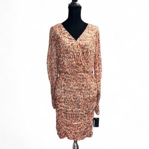 ENFOCUS WOMEN  orange and creme leopard print long sleeve dress 18W